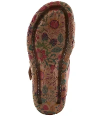 L'ARTISTE Ontheroad Embossed Floral Leather Slide Sandals