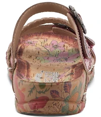 L'ARTISTE Ontheroad Embossed Floral Leather Slide Sandals