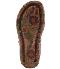 L'ARTISTE Ontheroad Embossed Floral Leather Slide Sandals