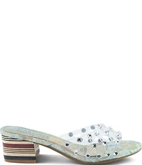 L'ARTISTE Ontherox Clear Vinyl Crystal Stones Block Heel Slide Sandals