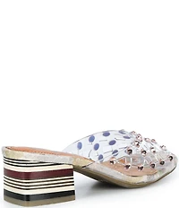 L'ARTISTE Ontherox Clear Vinyl Crystal Stones Block Heel Slide Sandals