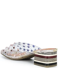 L'ARTISTE Ontherox Clear Vinyl Crystal Stones Block Heel Slide Sandals