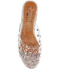 L'ARTISTE Ontherox Clear Vinyl Crystal Stones Block Heel Slide Sandals