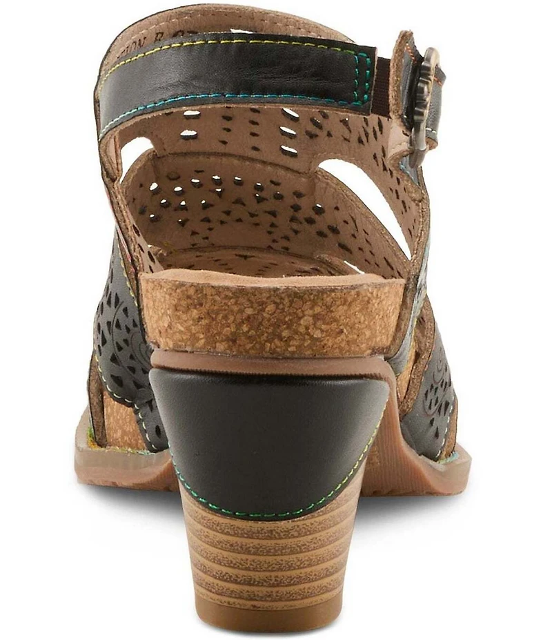 L'ARTISTE Perfdfection Laser Cut Leather Slingback Sandals