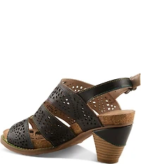 L'ARTISTE Perfdfection Laser Cut Leather Slingback Sandals