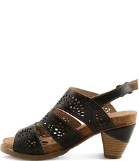 L'ARTISTE Perfdfection Laser Cut Leather Slingback Sandals