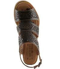 L'ARTISTE Perfdfection Laser Cut Leather Slingback Sandals