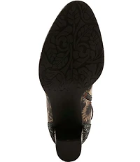 L'ARTISTE Razzy Floral Print Leather Studded Ruffled Collar Shooties