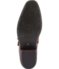 L'ARTISTE Rodeha Floral Hand Painted Leather Studded Buckle Hardware Booties