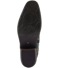 L'ARTISTE Rodeoqueen Leather Floral Print Velvet Studded Tall Western Boots