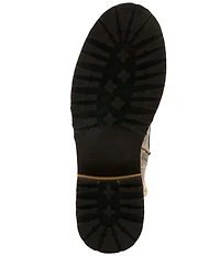 L'ARTISTE Rugup Leather and Textile Studded Faux Fur Lined Booties
