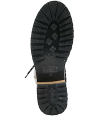 L'ARTISTE Rugup Leather and Textile Studded Faux Fur Lined Booties