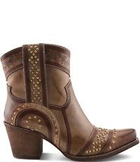 L'ARTISTE Saddleup Leather Western Inspired Studded Mid Calf Boots