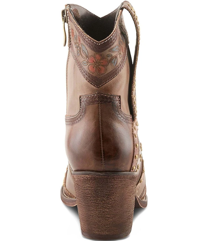 L'ARTISTE Saddleup Leather Western Inspired Studded Mid Calf Boots