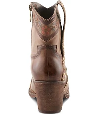 L'ARTISTE Saddleup Leather Western Inspired Studded Mid Calf Boots