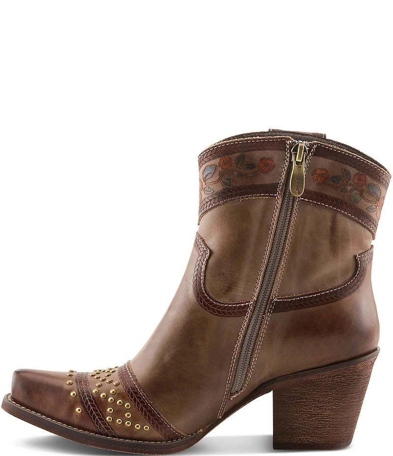L'ARTISTE Saddleup Leather Western Inspired Studded Mid Calf Boots