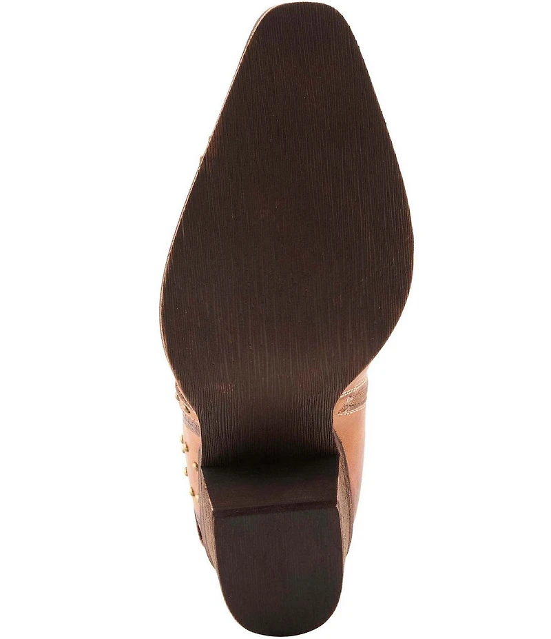 L'ARTISTE Saddleup Leather Western Inspired Studded Mid Calf Boots