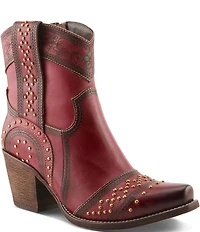 L'ARTISTE Saddleup Leather Western Inspired Studded Mid Calf Boots