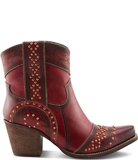 L'ARTISTE Saddleup Leather Western Inspired Studded Mid Calf Boots