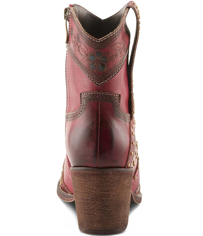 L'ARTISTE Saddleup Leather Western Inspired Studded Mid Calf Boots