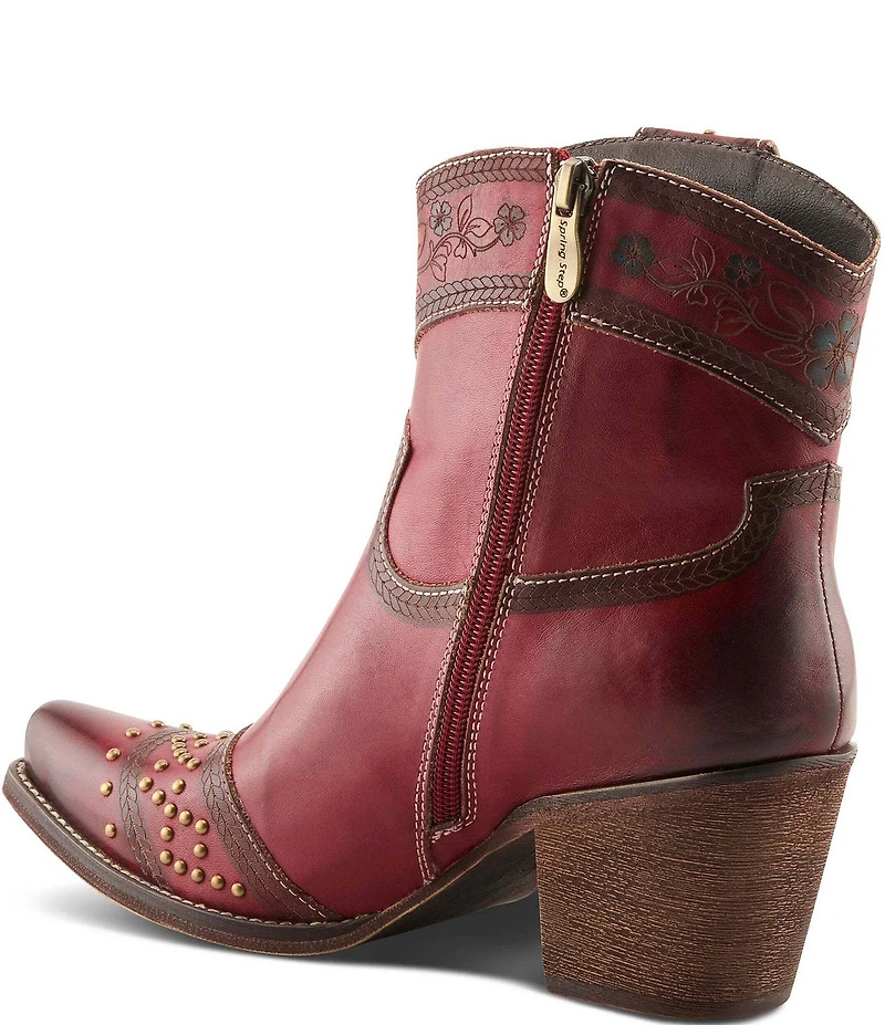 L'ARTISTE Saddleup Leather Western Inspired Studded Mid Calf Boots