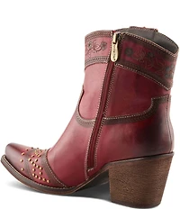 L'ARTISTE Saddleup Leather Western Inspired Studded Mid Calf Boots