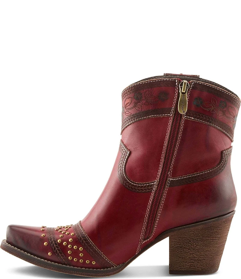 L'ARTISTE Saddleup Leather Western Inspired Studded Mid Calf Boots