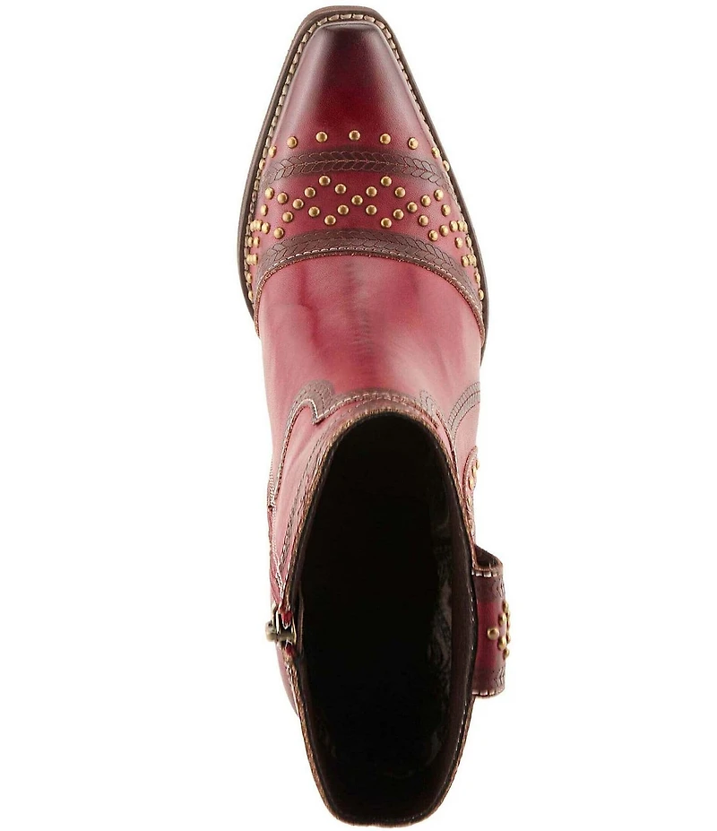 L'ARTISTE Saddleup Leather Western Inspired Studded Mid Calf Boots