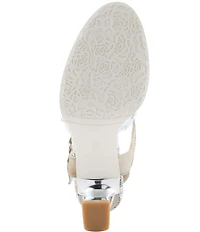 L'ARTISTE Sassylady Clear Vinyl Leather Flower Ankle Strap Pumps