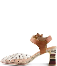 L'ARTISTE Sassylady Clear Vinyl Leather Flower Ankle Strap Pumps