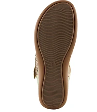 L'ARTISTE Script Floral Embossed Leather Wedge Sandals