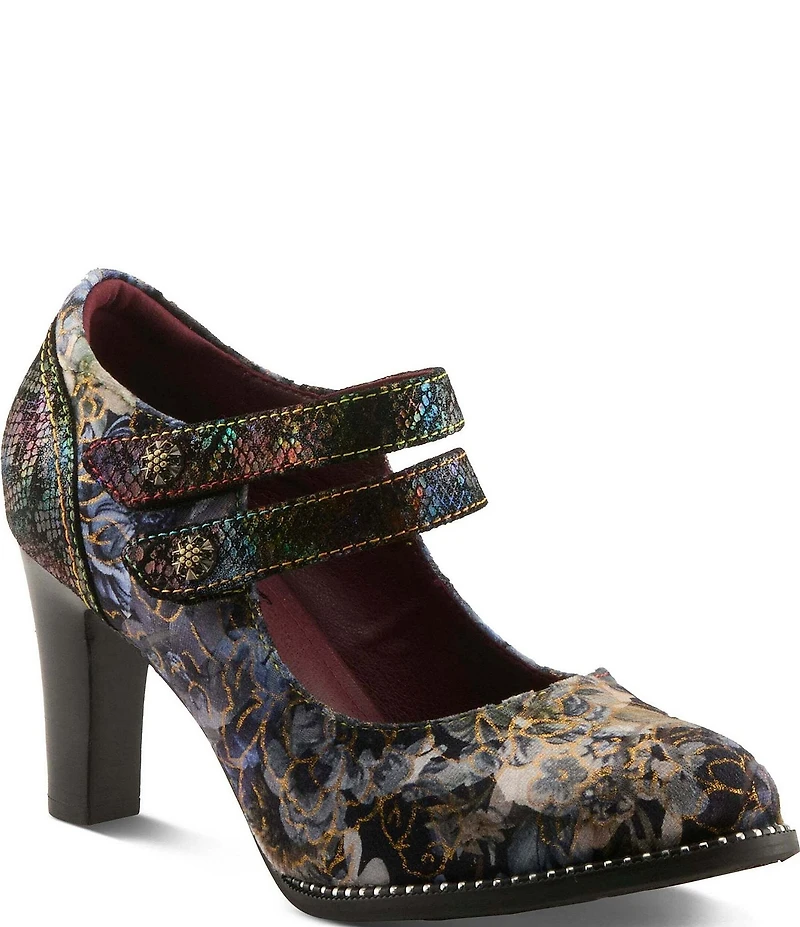 L'ARTISTE Showy-Vivi Floral Print Dual Strap Mary Jane Pumps