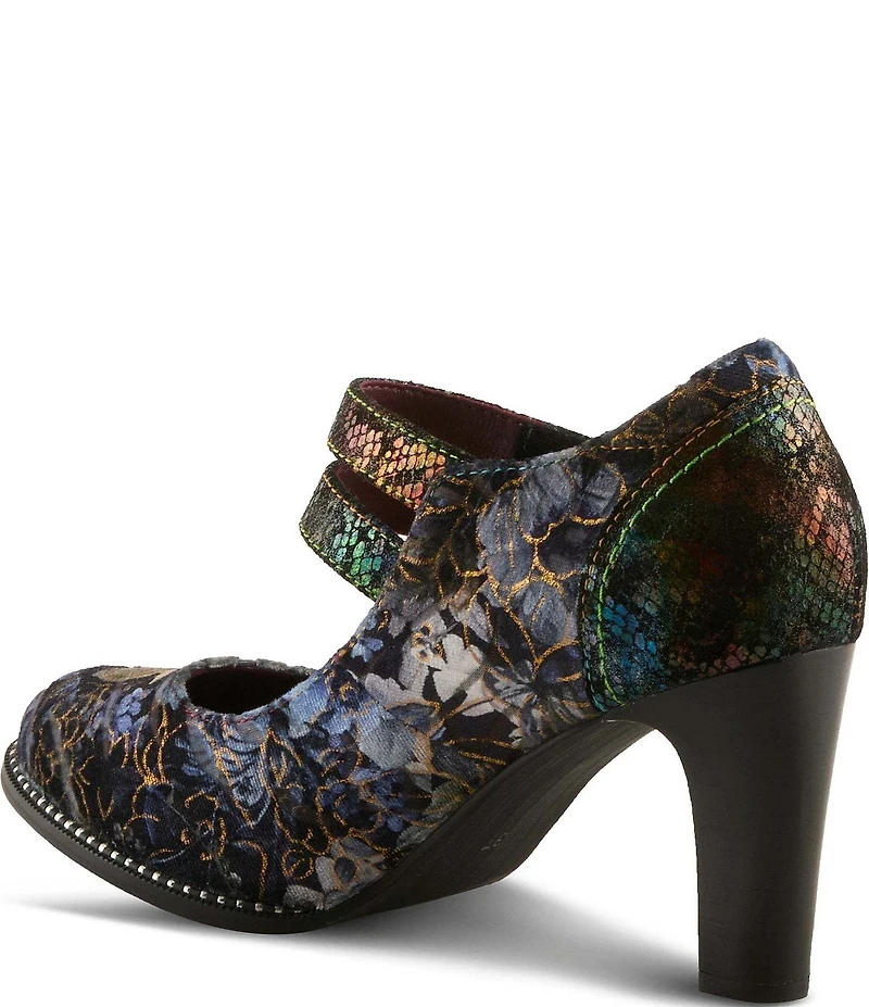 L'ARTISTE Showy-Vivi Floral Print Dual Strap Mary Jane Pumps