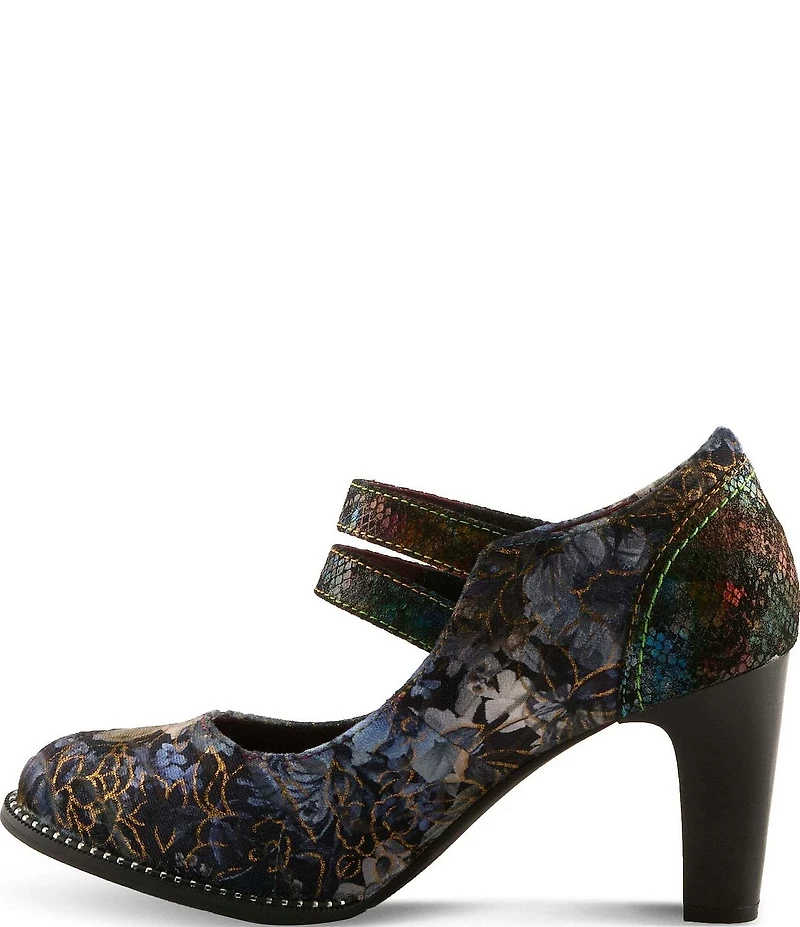 L'ARTISTE Showy-Vivi Floral Print Dual Strap Mary Jane Pumps