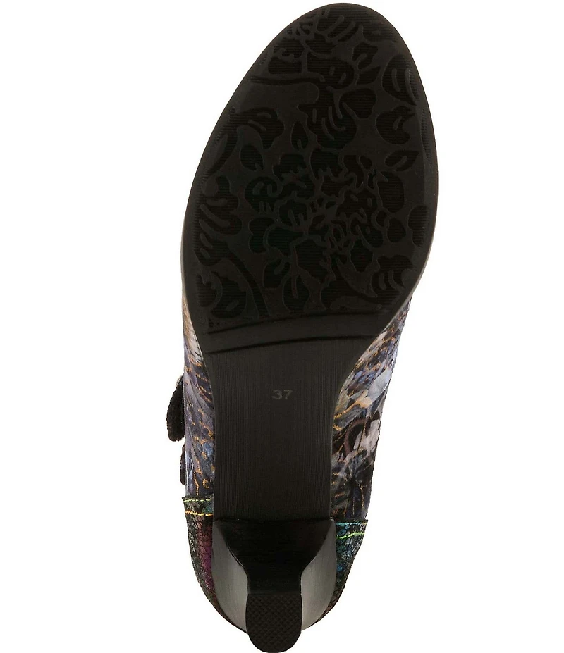 L'ARTISTE Showy-Vivi Floral Print Dual Strap Mary Jane Pumps