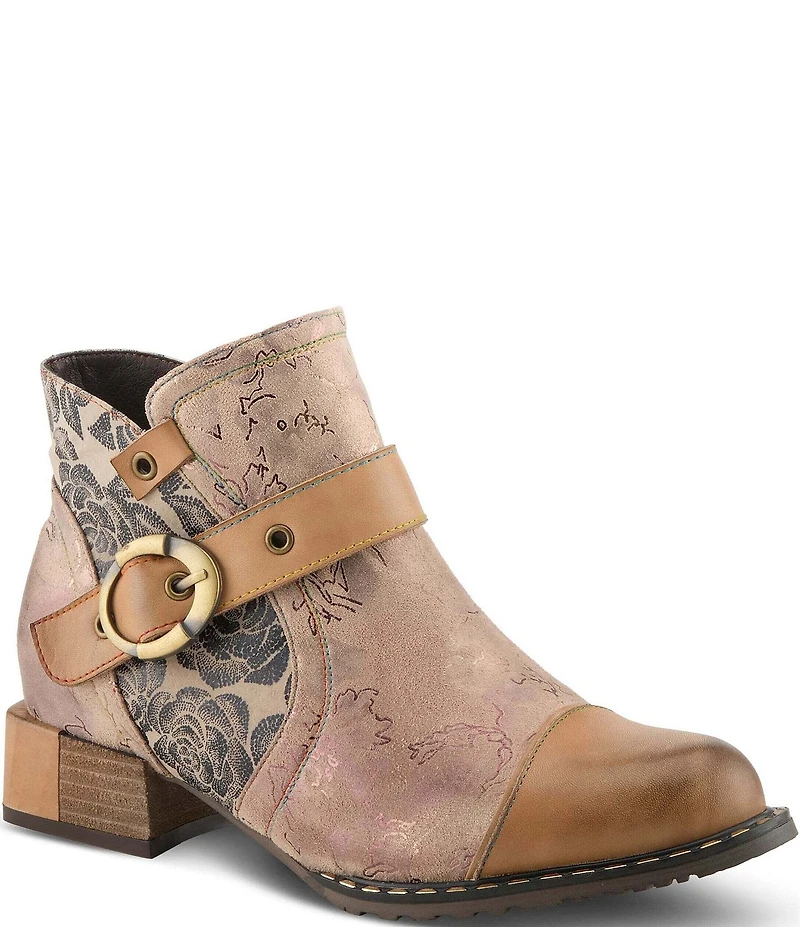 L`ARTISTE Sipperb Leather Faux Fur Lined Buckle Strap Hardware Ankle Booties