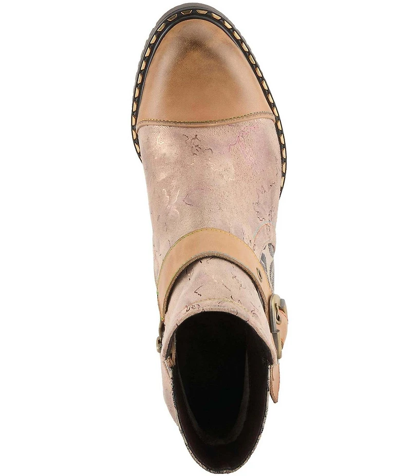 L`ARTISTE Sipperb Leather Faux Fur Lined Buckle Strap Hardware Ankle Booties