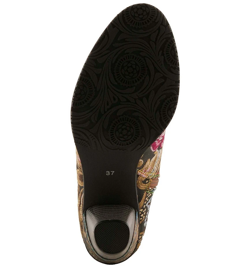 L'ARTISTE Siren Leather and Floral Embroidered Lace Up Booties