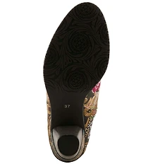 L'ARTISTE Siren Leather and Floral Embroidered Lace Up Booties