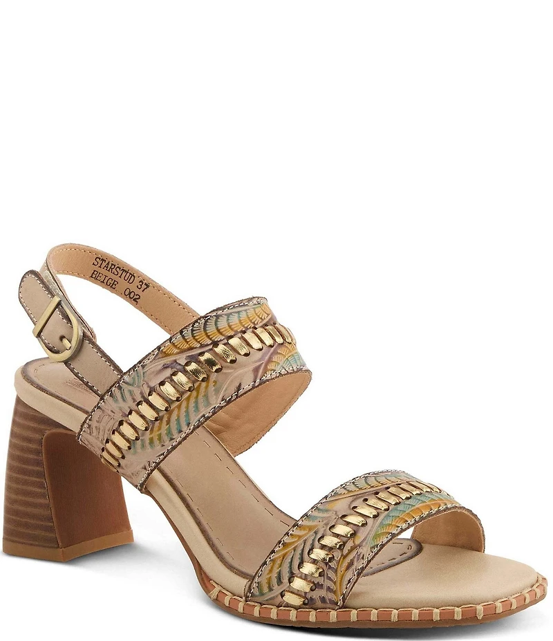 L'ARTISTE Starstud Leather Slingback Sandals