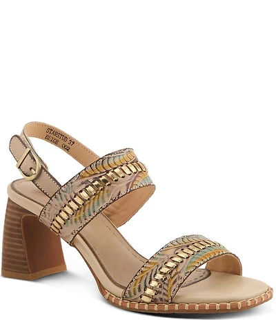 L'ARTISTE Starstud Leather Slingback Sandals