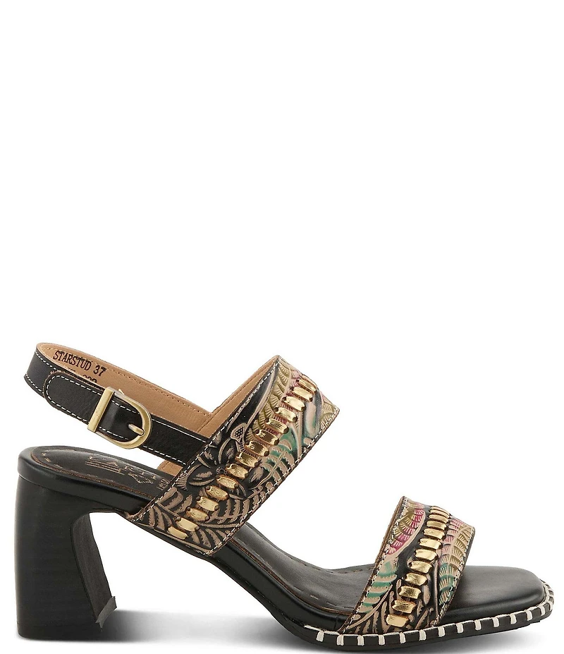 L'ARTISTE Starstud Leather Slingback Sandals