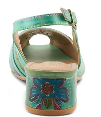 L'ARTISTE Streetpeep Hand-Painted Laser Cut Leather Peep Toe Slingback Pumps