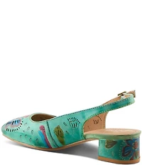 L'ARTISTE Streetpeep Hand-Painted Laser Cut Leather Peep Toe Slingback Pumps