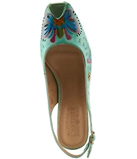 L'ARTISTE Streetpeep Hand-Painted Laser Cut Leather Peep Toe Slingback Pumps
