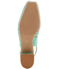 L'ARTISTE Streetpeep Hand-Painted Laser Cut Leather Peep Toe Slingback Pumps