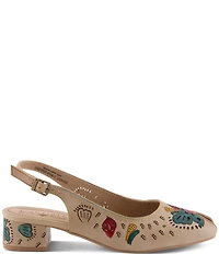 L'ARTISTE Streetpeep Hand-Painted Laser Cut Leather Peep Toe Slingback Pumps