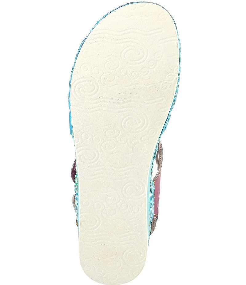 L'ARTISTE Sumacah Leather Floral Platform Wedge Sandals