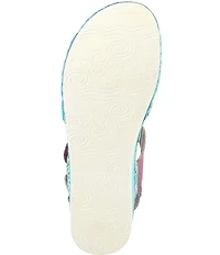 L'ARTISTE Sumacah Leather Floral Platform Wedge Sandals