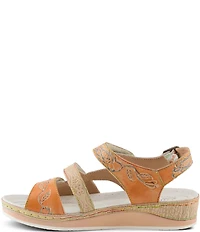 L'ARTISTE Sumacah Leather Floral Platform Wedge Sandals